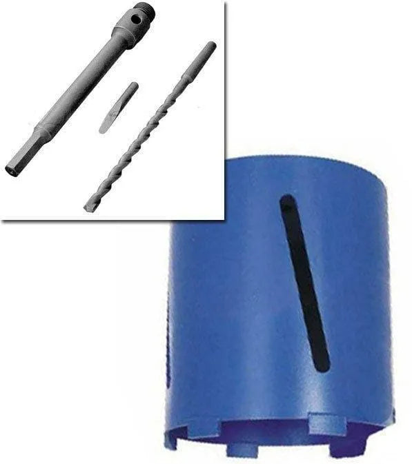 tooltime-E Diamond Core Drill Bit 107Mm X 150Mm Diamond Core Drill + Hex Arbor Shank + Pilot Bit + Ejector