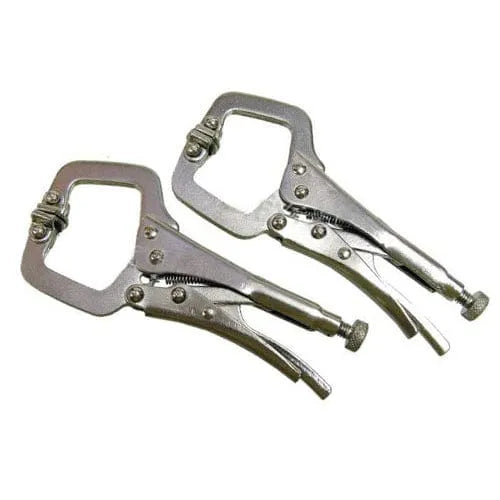 tooltime-E Mini Welding C Clamps 4Pc Mini Adjustable Locking Mole Vice Grip Pliers & 6" Welding Hobby C-Clamp Set