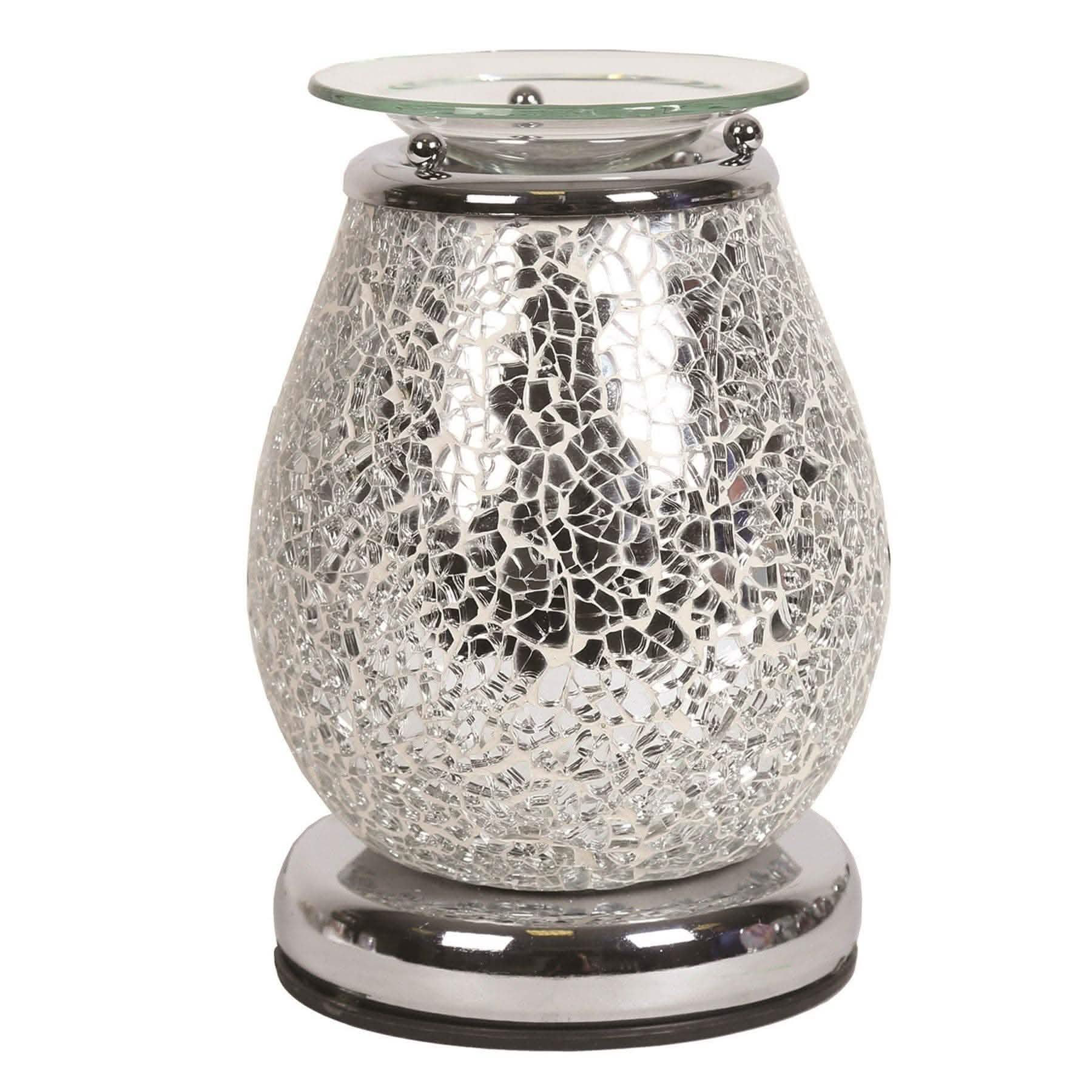 tooltime-E oil warmer ELECTRIC WAX BURNER AROMA MELT WARMER WITH TOUCH CONTROL - SILVER CRACKLE