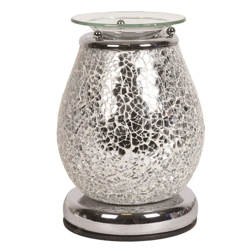 tooltime-E oil warmer ELECTRIC WAX BURNER AROMA MELT WARMER WITH TOUCH CONTROL - SILVER CRACKLE