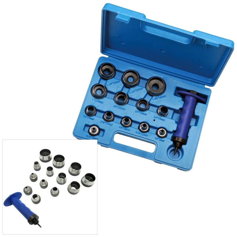 tooltime-E Punches & Awls Hollow Hole Punch Tool 5mm-35mm Leather Rubber Gasket Cutter + Storage Case 14pc