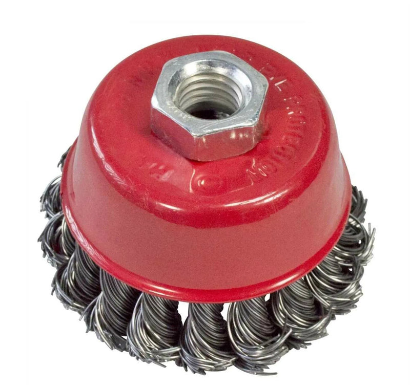 tooltime-E Twist Knot Wire Cup Brush 4 X 75MM 3" TWIST KNOT WIRE CUP BRUSH FOR ANGLE GRINDERS REMOVES PAINT RUST FAST