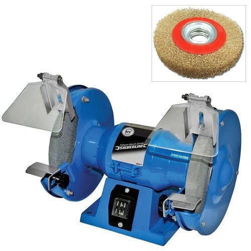 tooltime Electric Bench Grinder 150mm 230V 150W + 6" Polishing Grinding Wire Wheel Brush