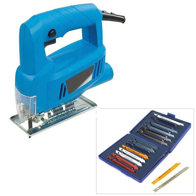 tooltime electric jigsaw 350W ELECTRIC JIGSAW + 15 ASSORTED WOOD METAL & PLASTIC JIG SAW CUTTING BLADES