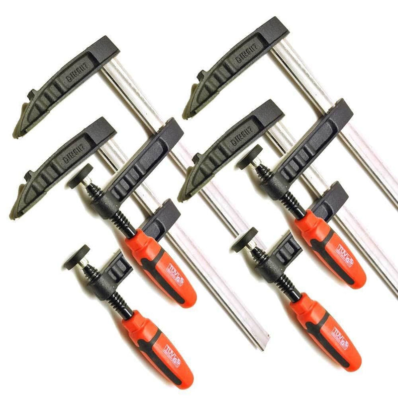 tooltime F Clamps (300Mm X 50Mm ) - Soft Grip Handle - Quick Slide - 4 Pack - Heavy Duty