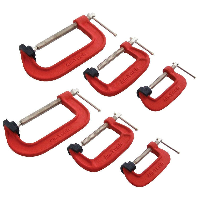 tooltime G Clamps G Clamp Set + Soft Jaw Pads  - 2" 3" 4" (50Mm 75Mm 100Mm) - 6Pc Heavy Duty