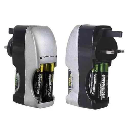 tooltime General Purpose Battery Chargers Compact Portable Plug In Battery Charger +8 AAA & AA Nimh Rechargeable Batteries