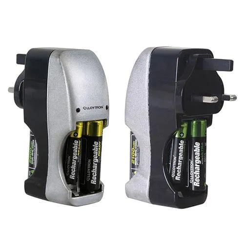 tooltime General Purpose Battery Chargers Compact Portable Plug In Battery Charger +8 AAA & AA Nimh Rechargeable Batteries