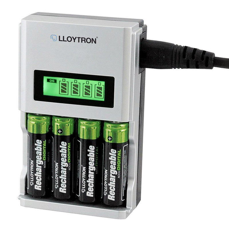 tooltime General Purpose Battery Chargers Ultra Fast Lcd Intelligent Battery Charger Plus 16 Aa Aaa Rechargeable Batteries