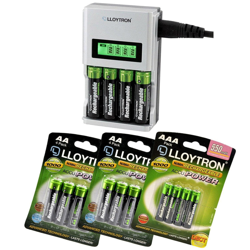 tooltime General Purpose Battery Chargers ULTRA FAST LCD INTELLIGENT BATTERY CHARGER with 12 AA AAA RECHARGEABLE BATTERIES