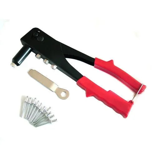 tooltime HEAVY DUTY HAND POP RIVETER TOOL + 395 ASSORTED RIVETS - 4 NOZZLE HEAD RIVET GUN