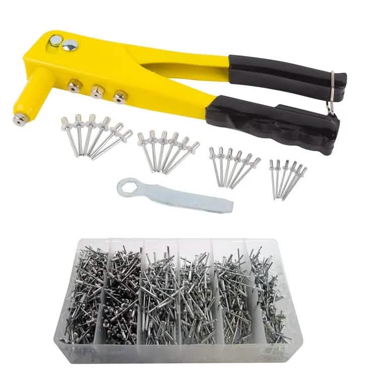 £9.95 Heavy Duty Hand Rivet Gun 4 Head Nozzle Riveter Plus 1000 ...