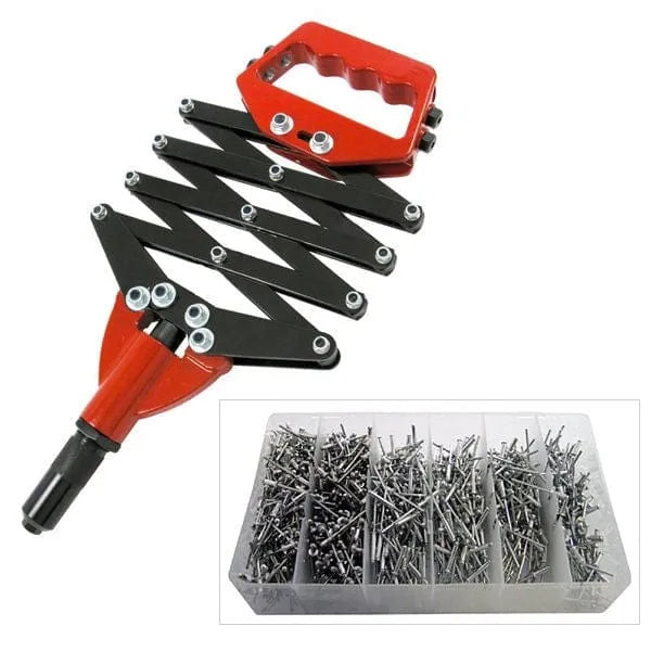 tooltime Heavy Duty Lazy Tong Hand Riviter Riveting Rivet Gun Pop Riveter + 1000 Rivets