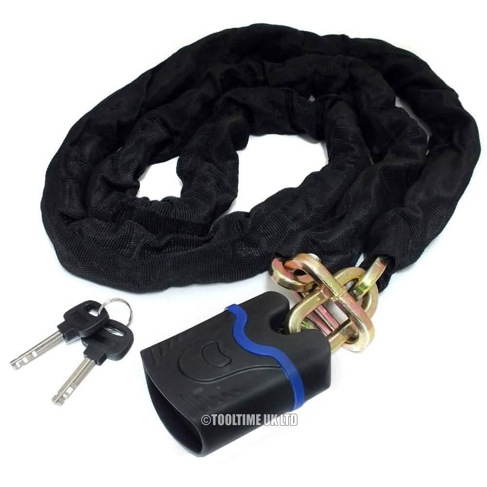 tooltime High Security 2M Motorcycle Motorbike Cycle Bike Chain & Hardened Steel Padlock