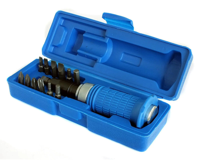 tooltime Impact Driver Bolster Screwdriver Kit 1/2" Dr + 13 Philips Flat Hex  Bits & Case