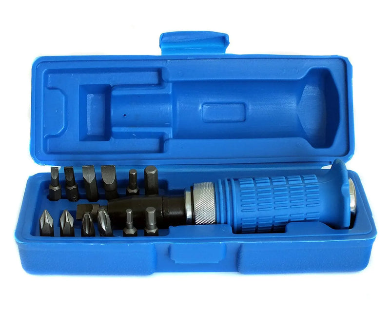 tooltime Impact Driver Bolster Screwdriver Kit 1/2" Dr + 13 Philips Flat Hex  Bits & Case