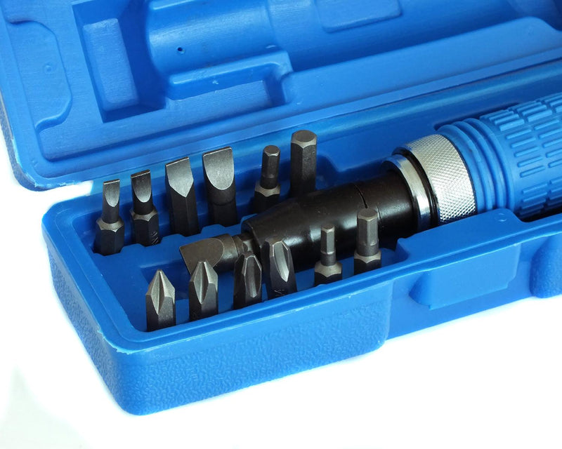 tooltime Impact Driver Bolster Screwdriver Kit 1/2" Dr + 13 Philips Flat Hex  Bits & Case