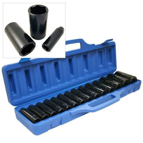 tooltime Impact Sockets 15 X 1/2" Dr Drive Deep Impact Crv Socket Sockets Set 10Mm -32Mm Cw Storage Case