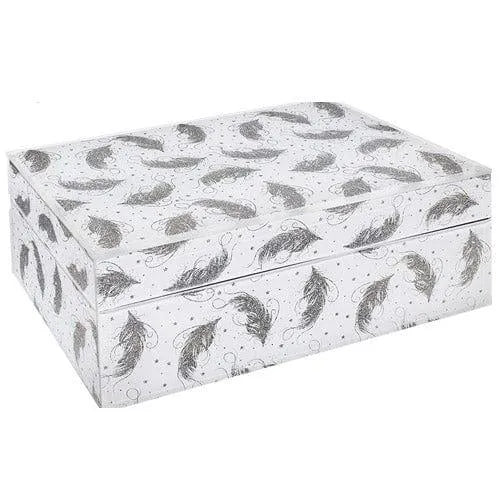 tooltime Jewellery Box Glitter Feather Jewellery Box White and Silver