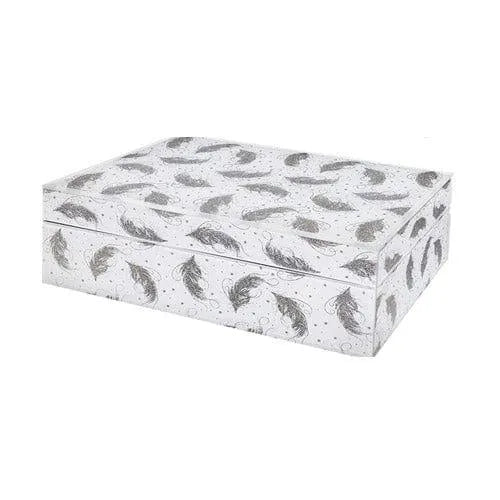 tooltime Jewellery Box Glitter Feather Jewellery Box White and Silver