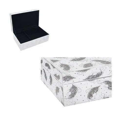 tooltime Jewellery Box Glitter Feather Jewellery Box White and Silver