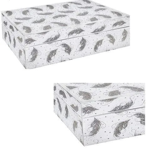 tooltime Jewellery Box Glitter Feather Jewellery Box White and Silver