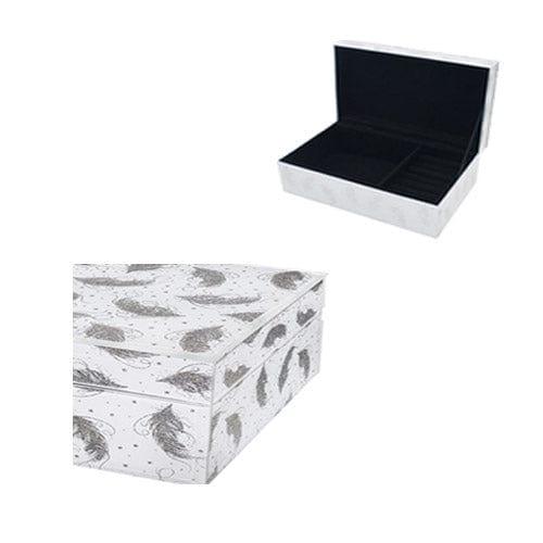tooltime Jewellery Box Glitter Feather Jewellery Box White and Silver