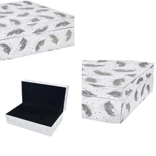 tooltime Jewellery Box Glitter Feather Jewellery Box White and Silver