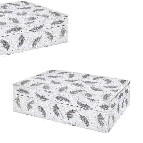 tooltime Jewellery Box Glitter Feather Jewellery Box White and Silver