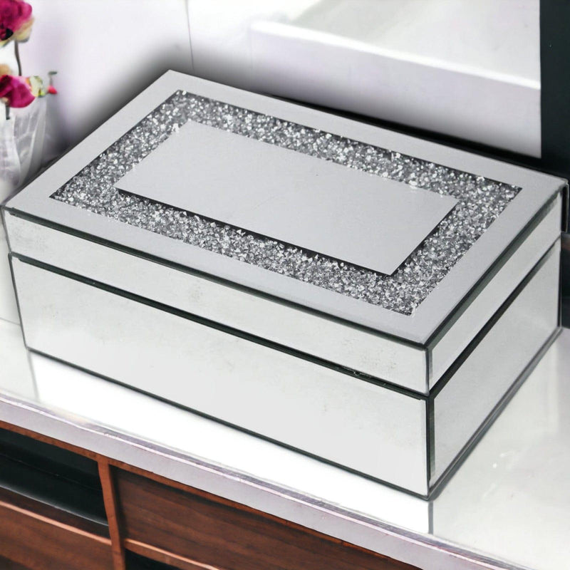 tooltime Jewellery Box Large Mirror Crystal Jewellery Box – Crushed Crystal Diamante Glass