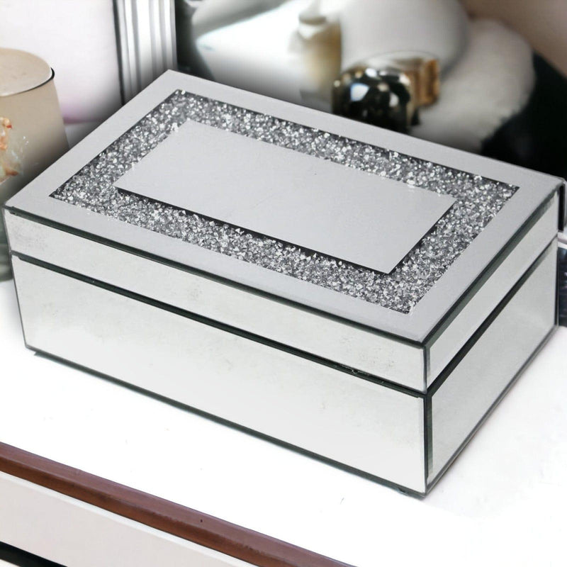 tooltime Jewellery Box Large Mirror Crystal Jewellery Box – Crushed Crystal Diamante Glass