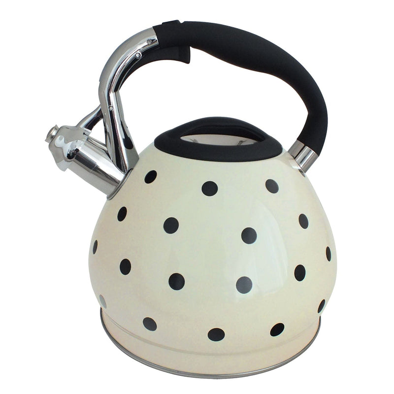 tooltime kettle Cream Polka Dot 3.5L Stainless Steel Whistling Kettle For Gas & Electric Hobs