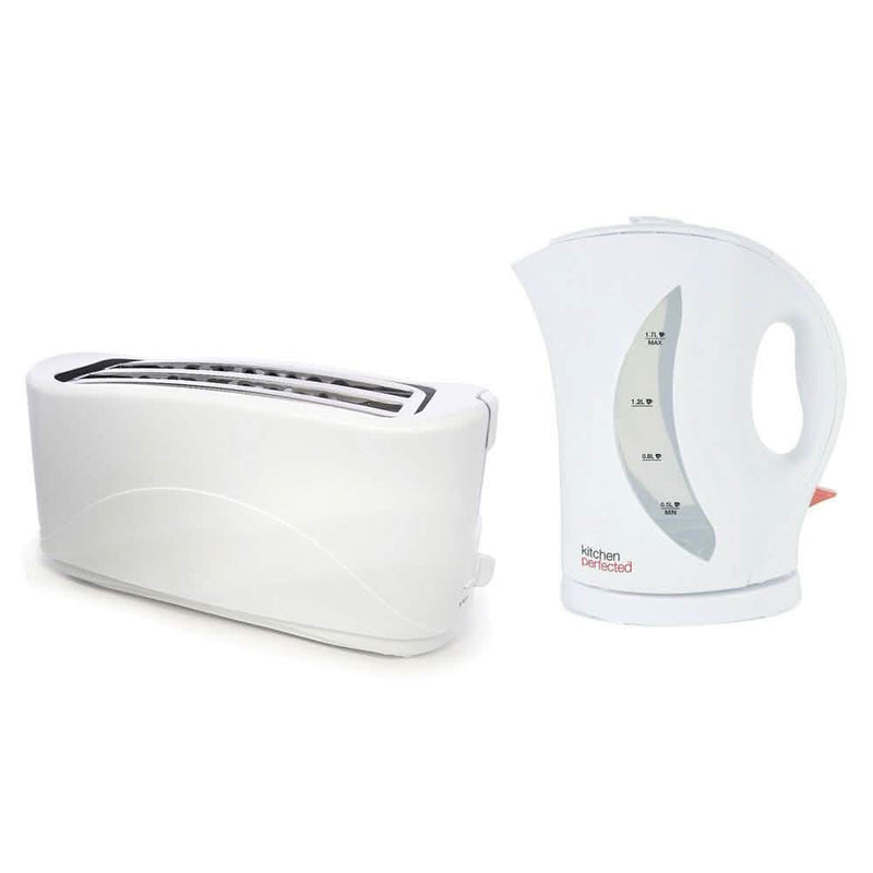 tooltime kettle WHITE 1.7L 2200W CORDLESS ELECTRIC JUG KETTLE + 4 SLICE TOASTER SET 2YR WARRANTY