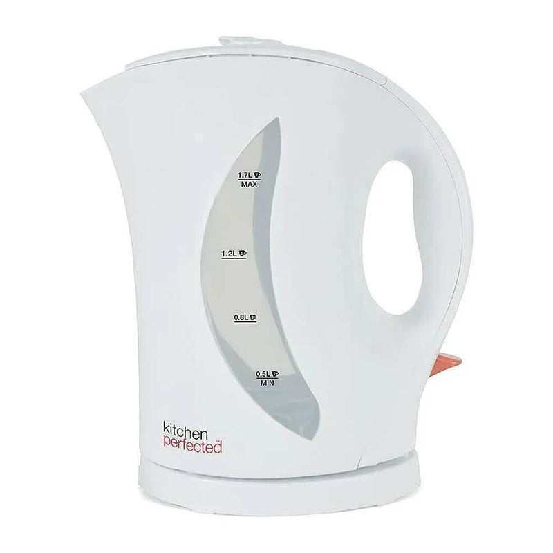 tooltime kettle White 1.7Ltr Electric Cordless Kettle + 2 Slice Wide Slot Cool Touch Toaster Set