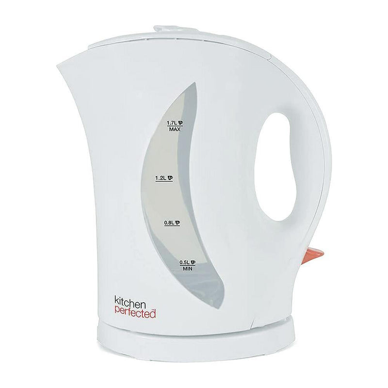 tooltime kettle White 1.7Ltr Electric Cordless Kettle + 2 Slice Wide Slot Cool Touch Toaster Set