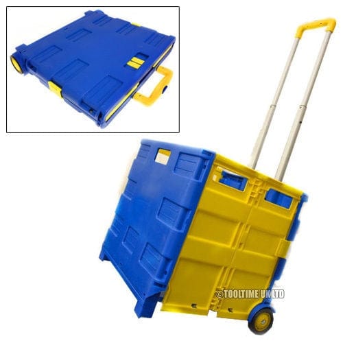 tooltime Large Folding Shopping Trolley Cart Foldable Rolling Car Boot Storage Box 40Kg