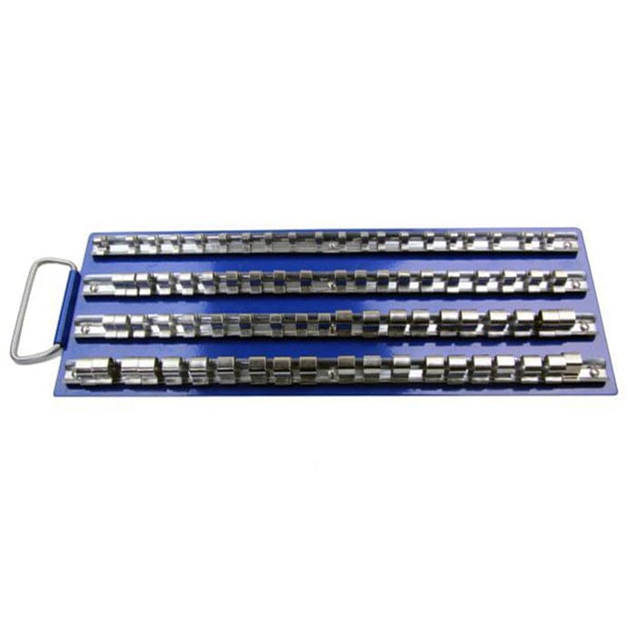 tooltime Metal 80 Socket Rail Tray Holder 1/4 3/8 1/2 Drive Large Storage Rack And Handle