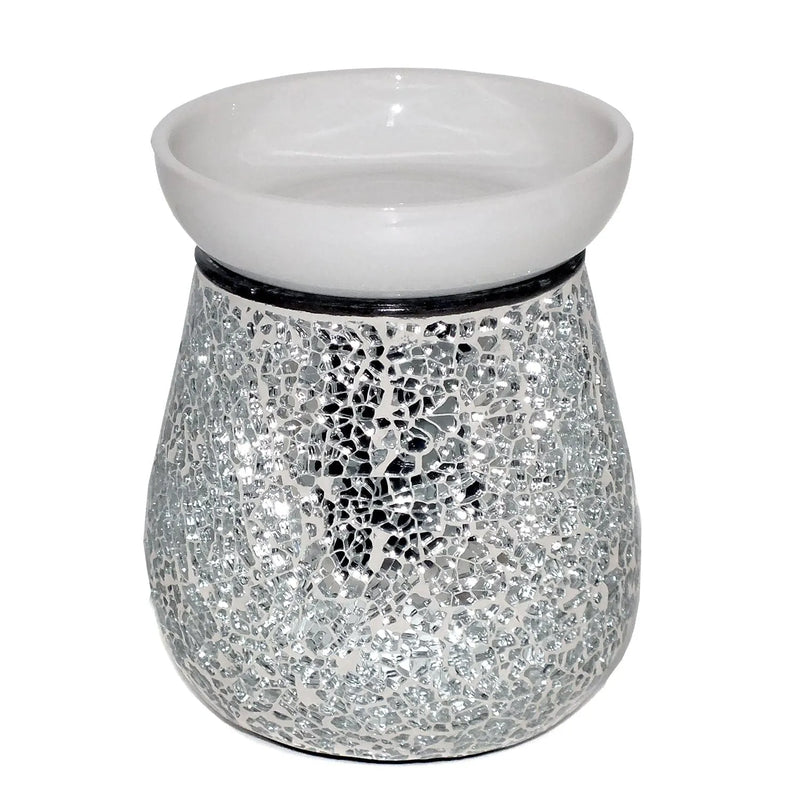 tooltime oil warmer Electric Wax Melt Burner Lamp Scented Tart Fragrance Aroma Warmer Silver Mosaic Crackle