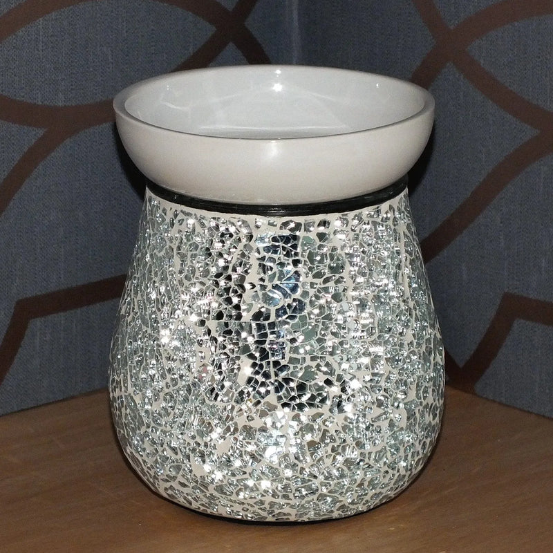 tooltime oil warmer Electric Wax Melt Burner Lamp Scented Tart Fragrance Aroma Warmer Silver Mosaic Crackle