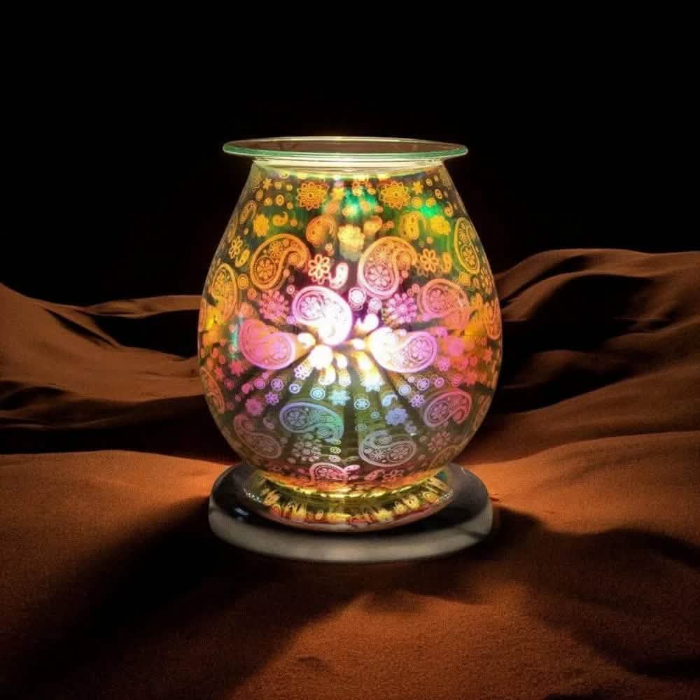 tooltime oil warmer lamp Aroma Lamp Oil Wax Melt Paisley Pattern 3D Silver