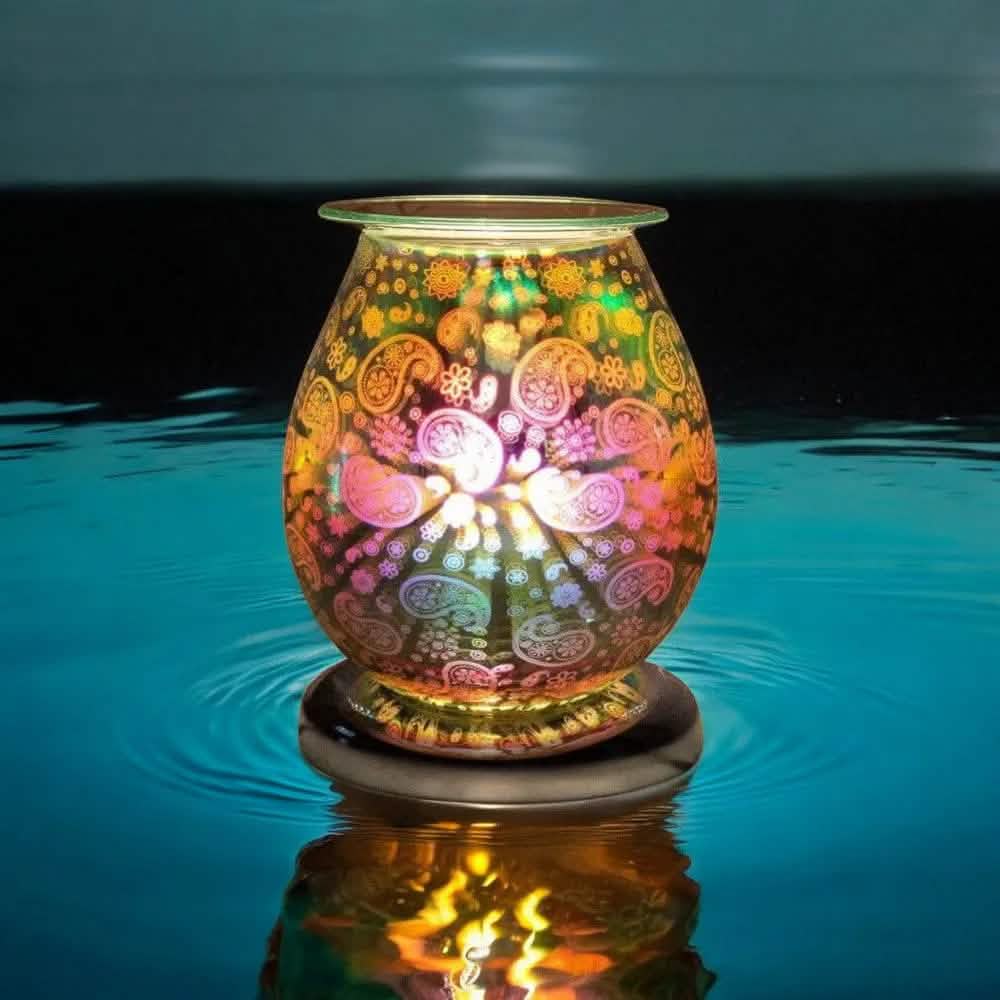 tooltime oil warmer lamp Aroma Lamp Oil Wax Melt Paisley Pattern 3D Silver