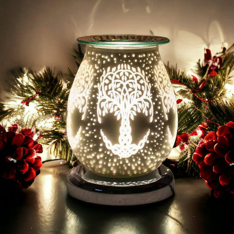 tooltime oil warmer Tree Of Life Aroma Touch Lamp Wax Tart Warmer Oil Burner Diffuser White Satin