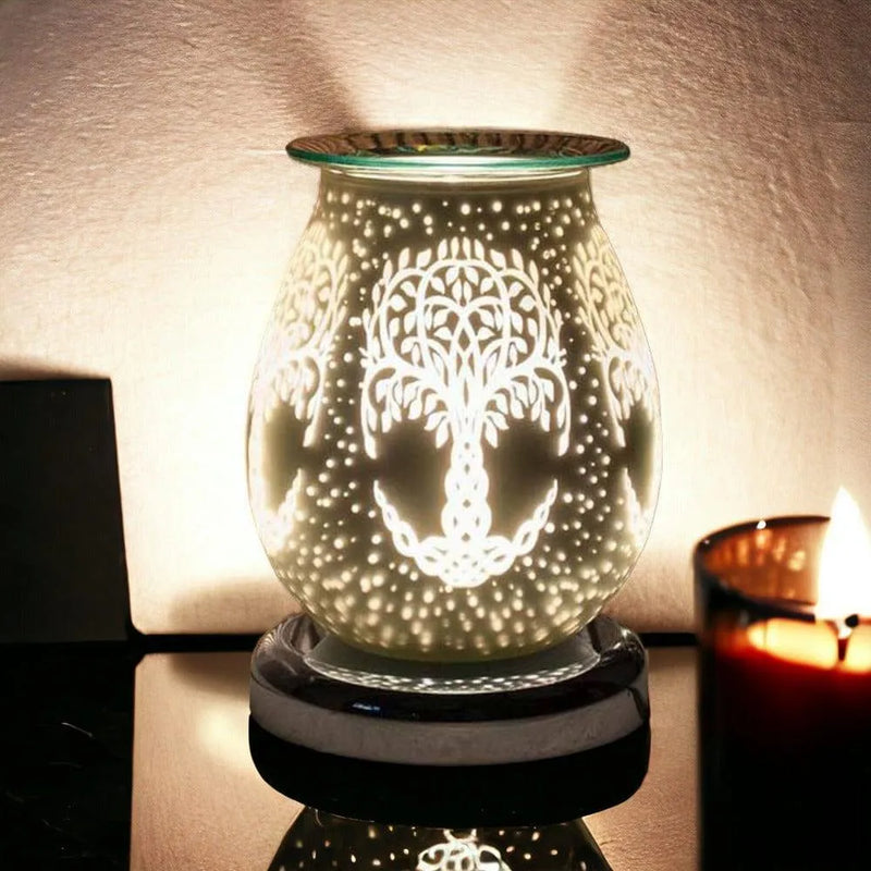 tooltime oil warmer Tree Of Life Aroma Touch Lamp Wax Tart Warmer Oil Burner Diffuser White Satin