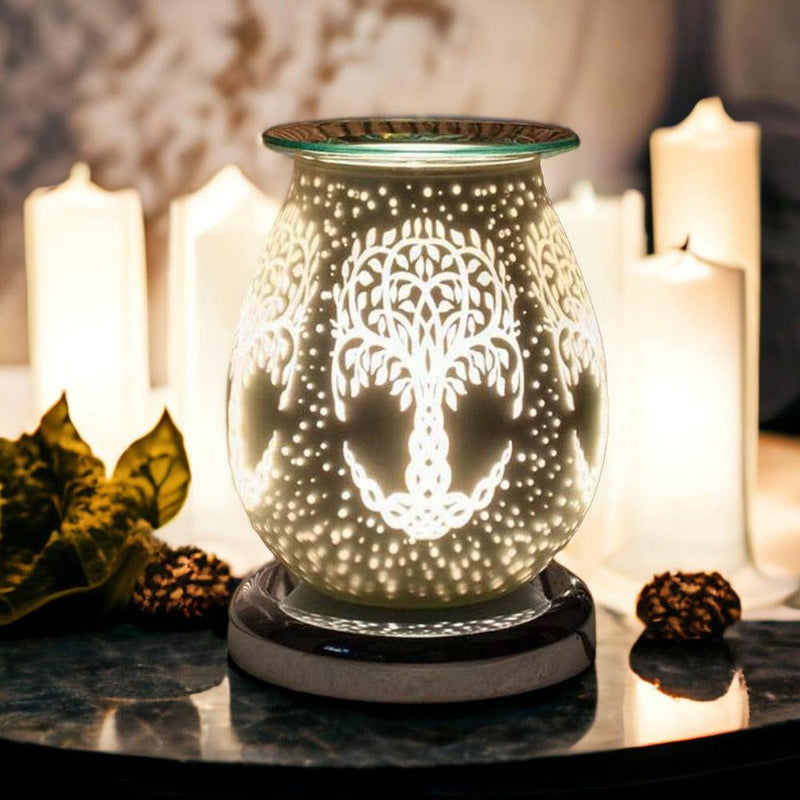 tooltime oil warmer Tree Of Life Aroma Touch Lamp Wax Tart Warmer Oil Burner Diffuser White Satin
