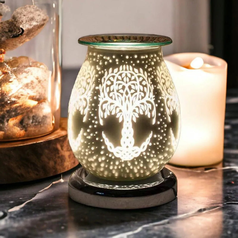 tooltime oil warmer Tree Of Life Aroma Touch Lamp Wax Tart Warmer Oil Burner Diffuser White Satin