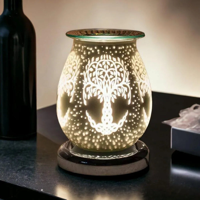 tooltime oil warmer Tree Of Life Aroma Touch Lamp Wax Tart Warmer Oil Burner Diffuser White Satin