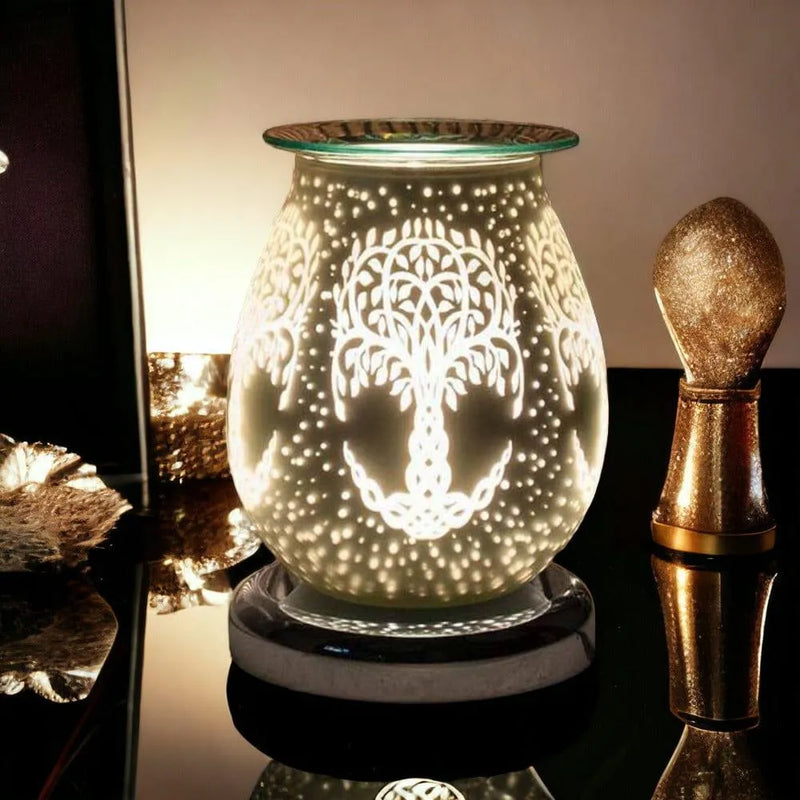 tooltime oil warmer Tree Of Life Aroma Touch Lamp Wax Tart Warmer Oil Burner Diffuser White Satin