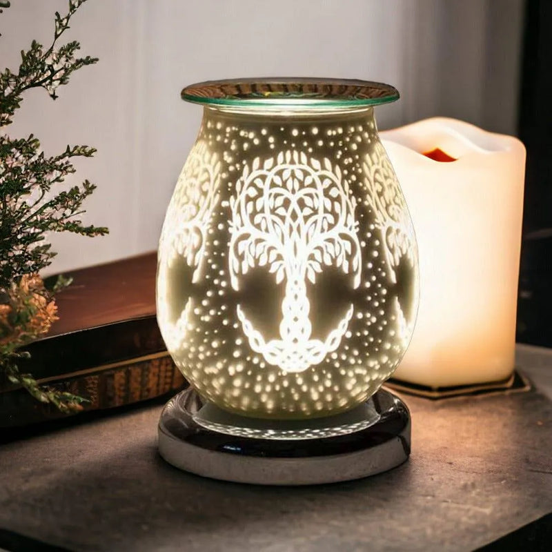 tooltime oil warmer Tree Of Life Aroma Touch Lamp Wax Tart Warmer Oil Burner Diffuser White Satin