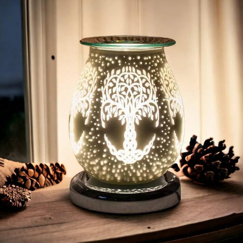 tooltime oil warmer Tree Of Life Aroma Touch Lamp Wax Tart Warmer Oil Burner Diffuser White Satin