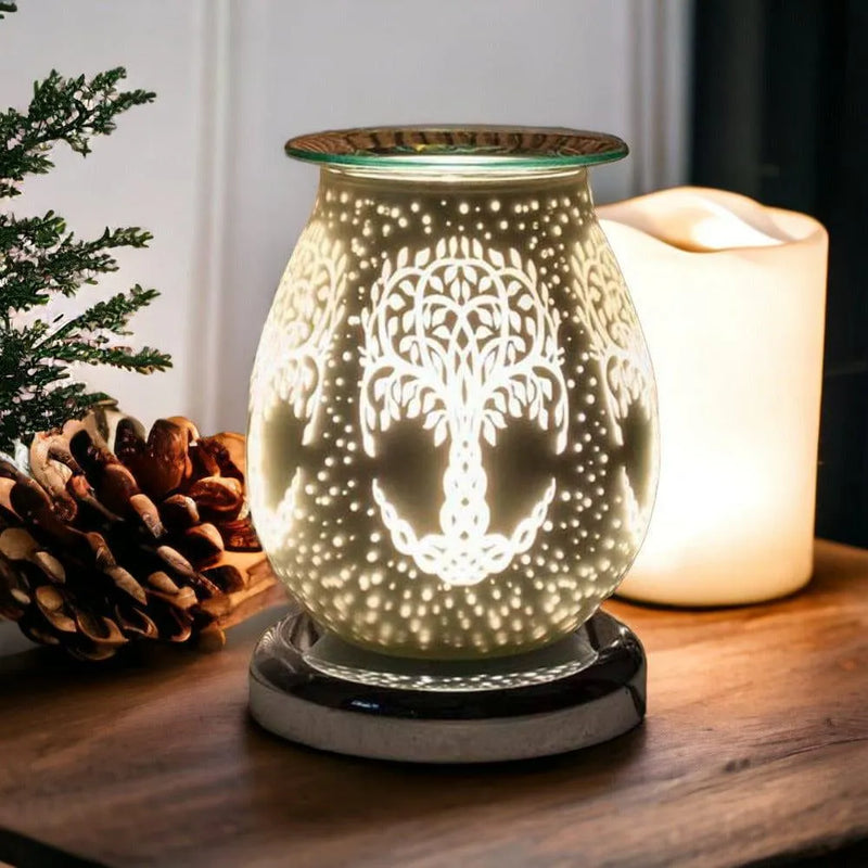 tooltime oil warmer Tree Of Life Aroma Touch Lamp Wax Tart Warmer Oil Burner Diffuser White Satin